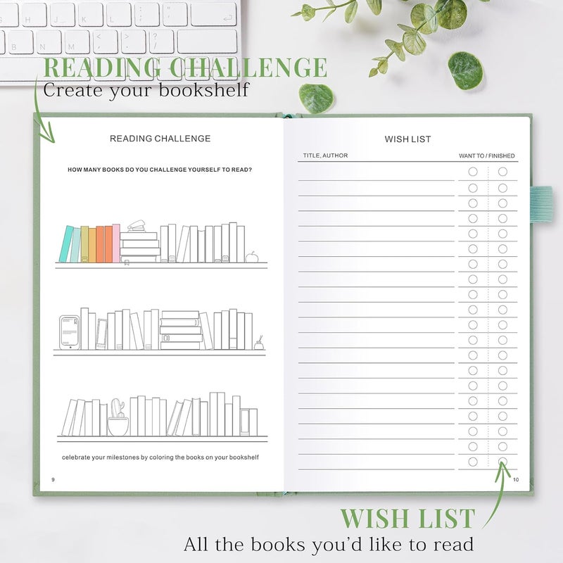 JUBTIC Reading Journal - Log and Track Reading Progress - Gift for Book Lovers - 75 Books, A5 Size (Pastel Green) - Image 4